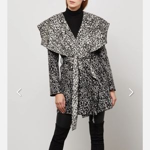 BCBG Hooded Leopard Coat